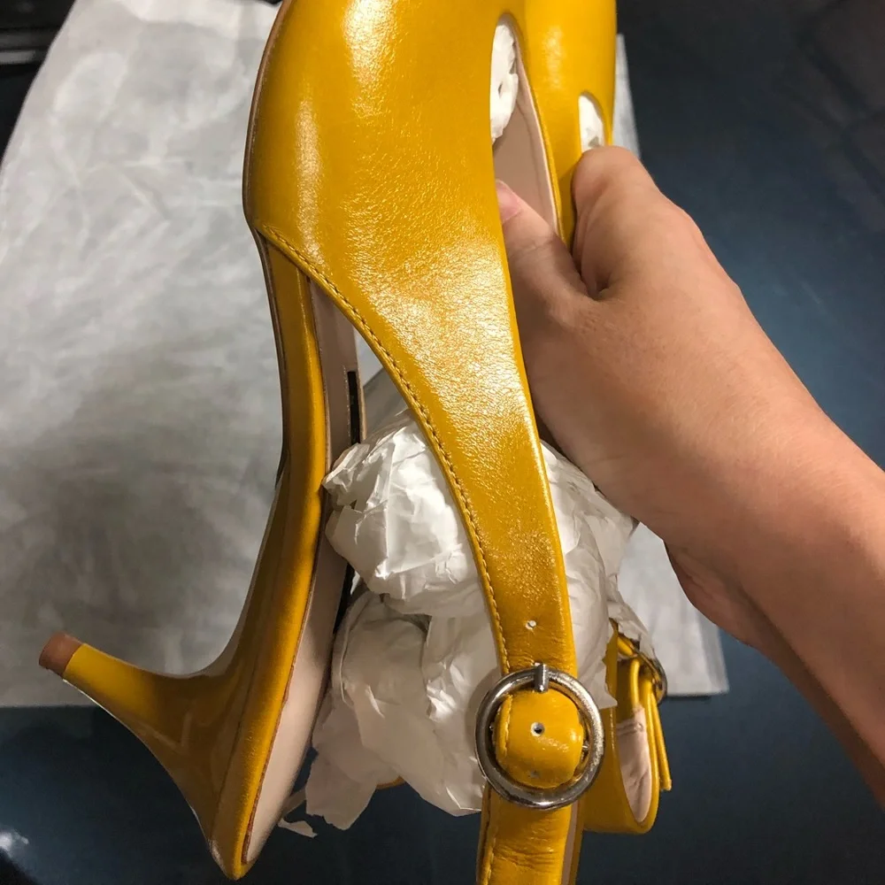 LAST NWT ZARA 100%COW LEATHER SLINGBACK KITTEN HEEL POINTED SHOES - Picture 11 of 14